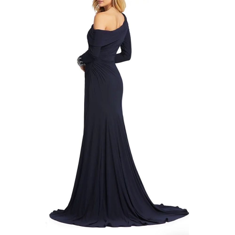 Mac Duggal One Shoulder Long Sleeve Jersey Gown NWT Size 14 - Picture 2 of 10